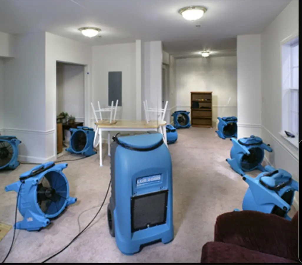 Air movers and dehumidifier setup for Water Damage Restoration in Sun City West